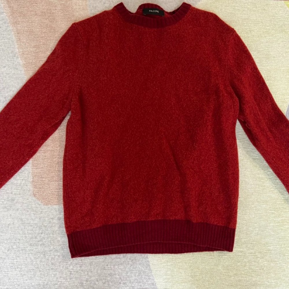 Men's Falcone Italian wool sweater - Red - 80% Wool / 20% Nylon - Size Small
